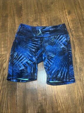 Old Navy Blue Palm-Print Bike Shorts